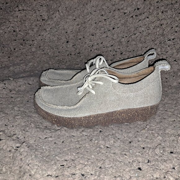 ASPORTUGUESAS-Beige Hemp Fabric Lace Up Loafers-Sz 37-Excellent - Picture 2 of 8